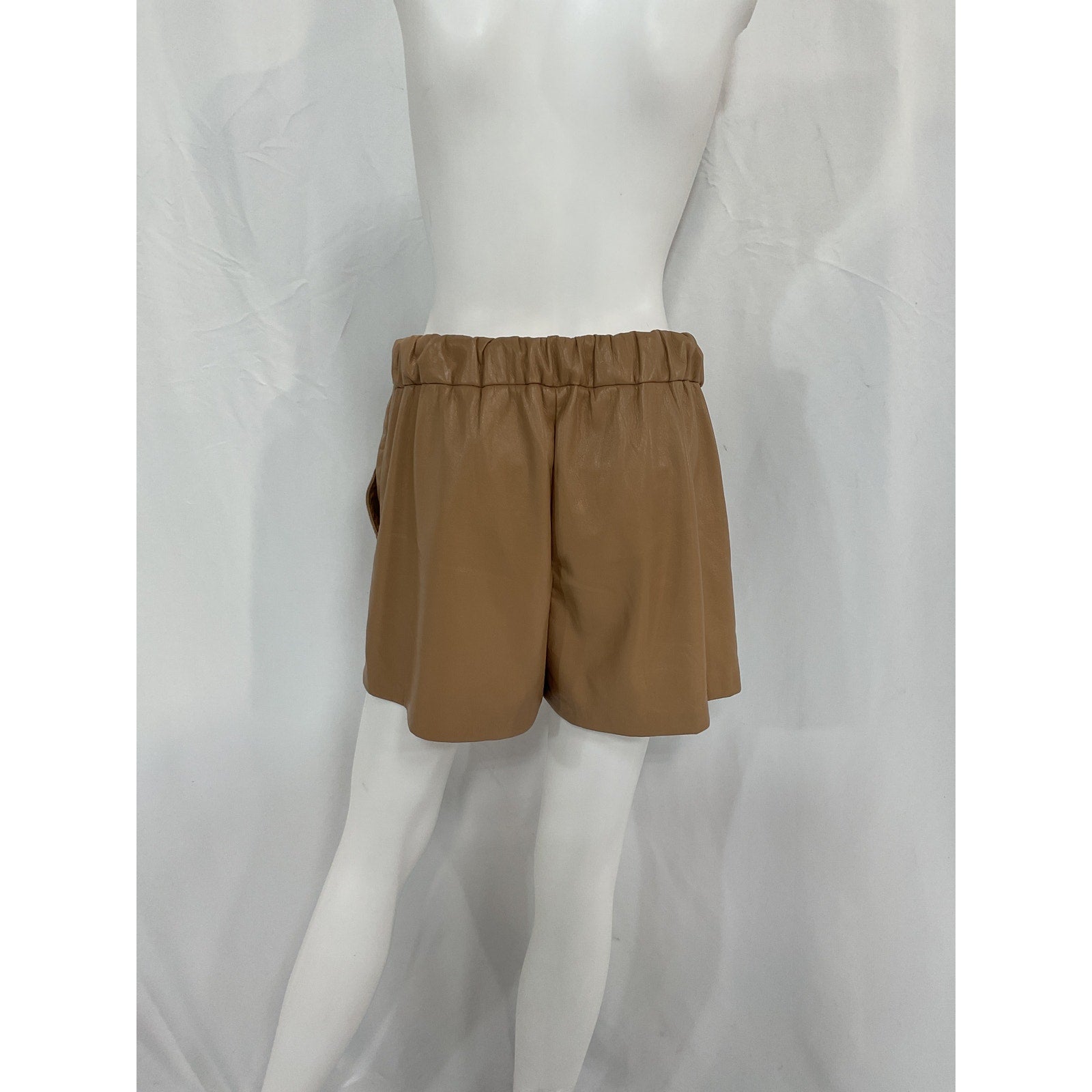 Anine Bing 'Koa' Tan Faux Leather Short Size M