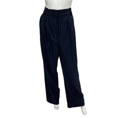 Favorite Daughter Tailored Navy Pinstripe Heritage Trousers Size 10