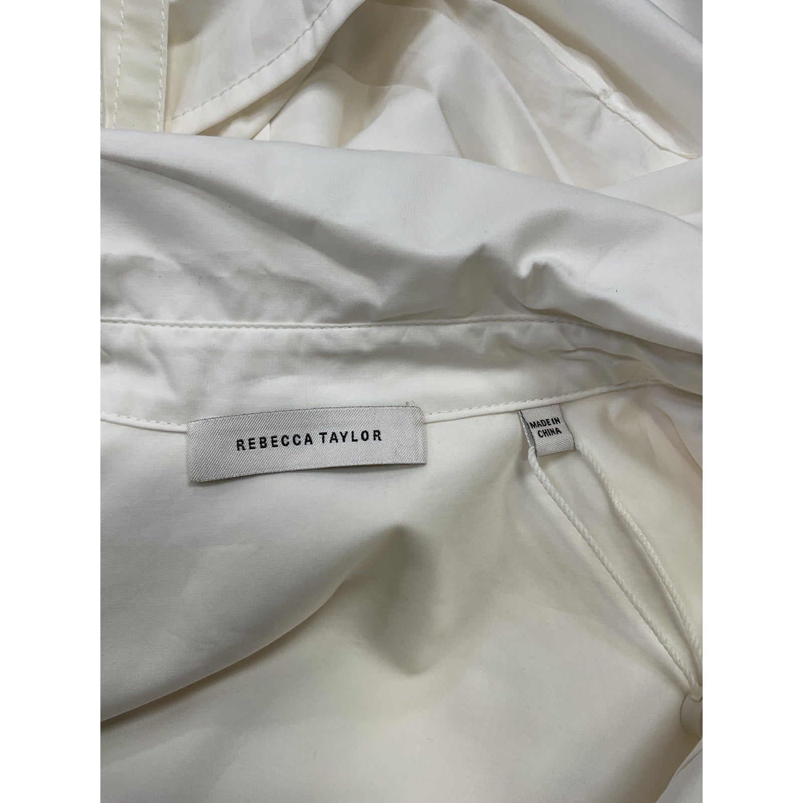 Rebecca Taylor Long Sleeve White Cotton Bib Blouse Size 0