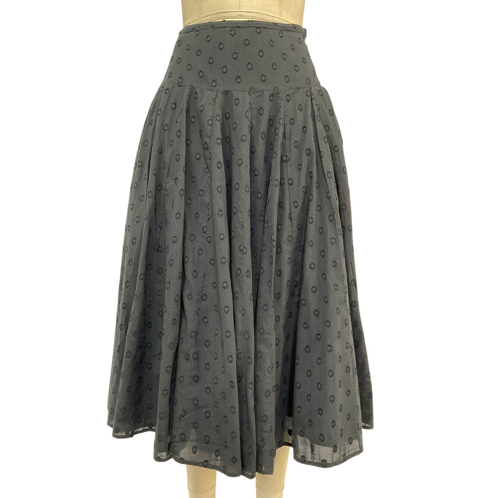Ulla Johnson 'Luisa' Black Cotton Dotted Midi Skirt Size 0