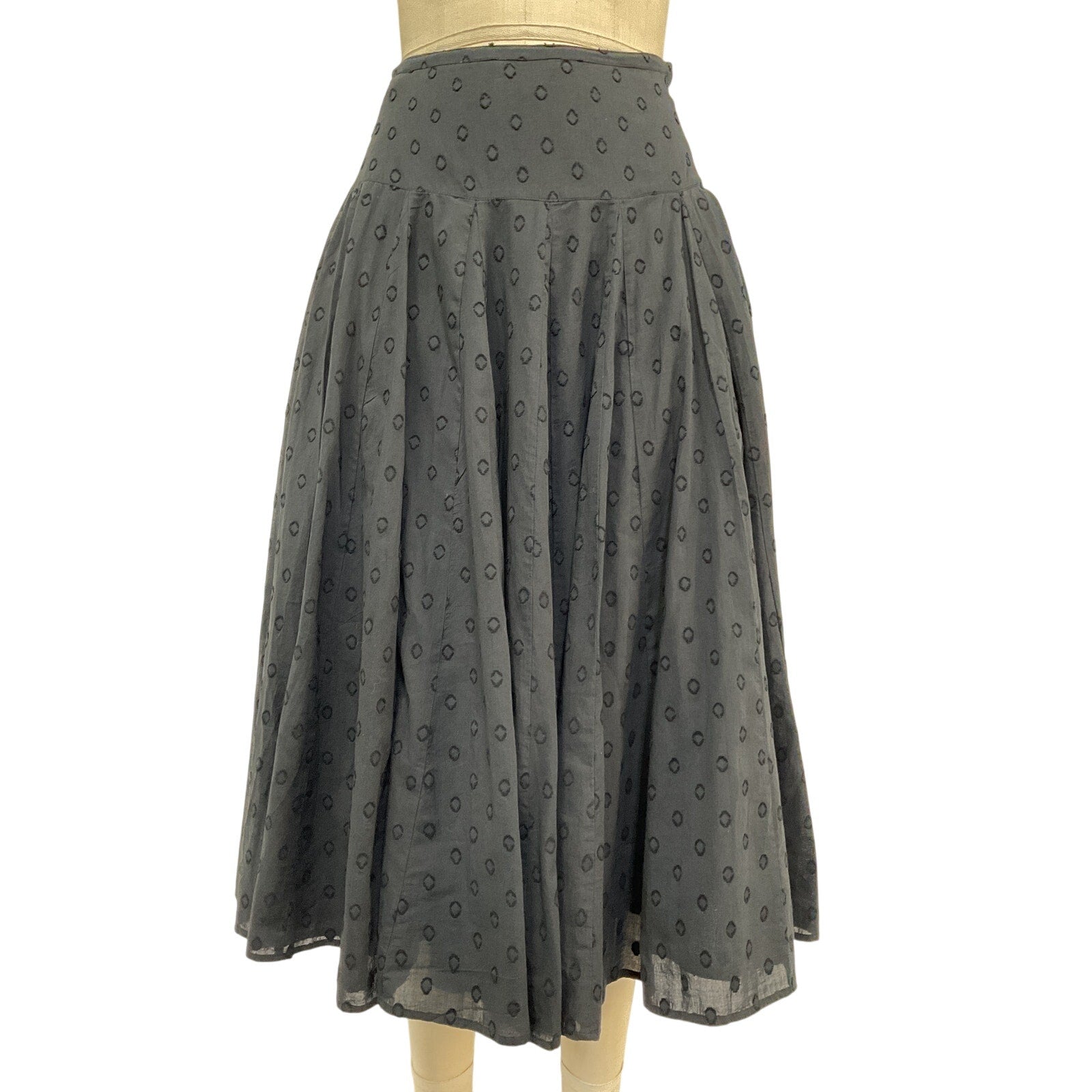 Ulla Johnson 'Luisa' Black Cotton Dotted Midi Skirt Size 0
