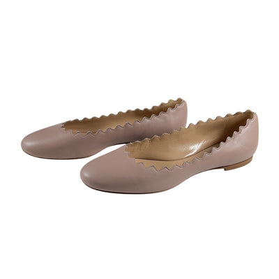 Chloé Scalloped Pink Tea Lauren Ballet Flats Size 38 IT / US 8