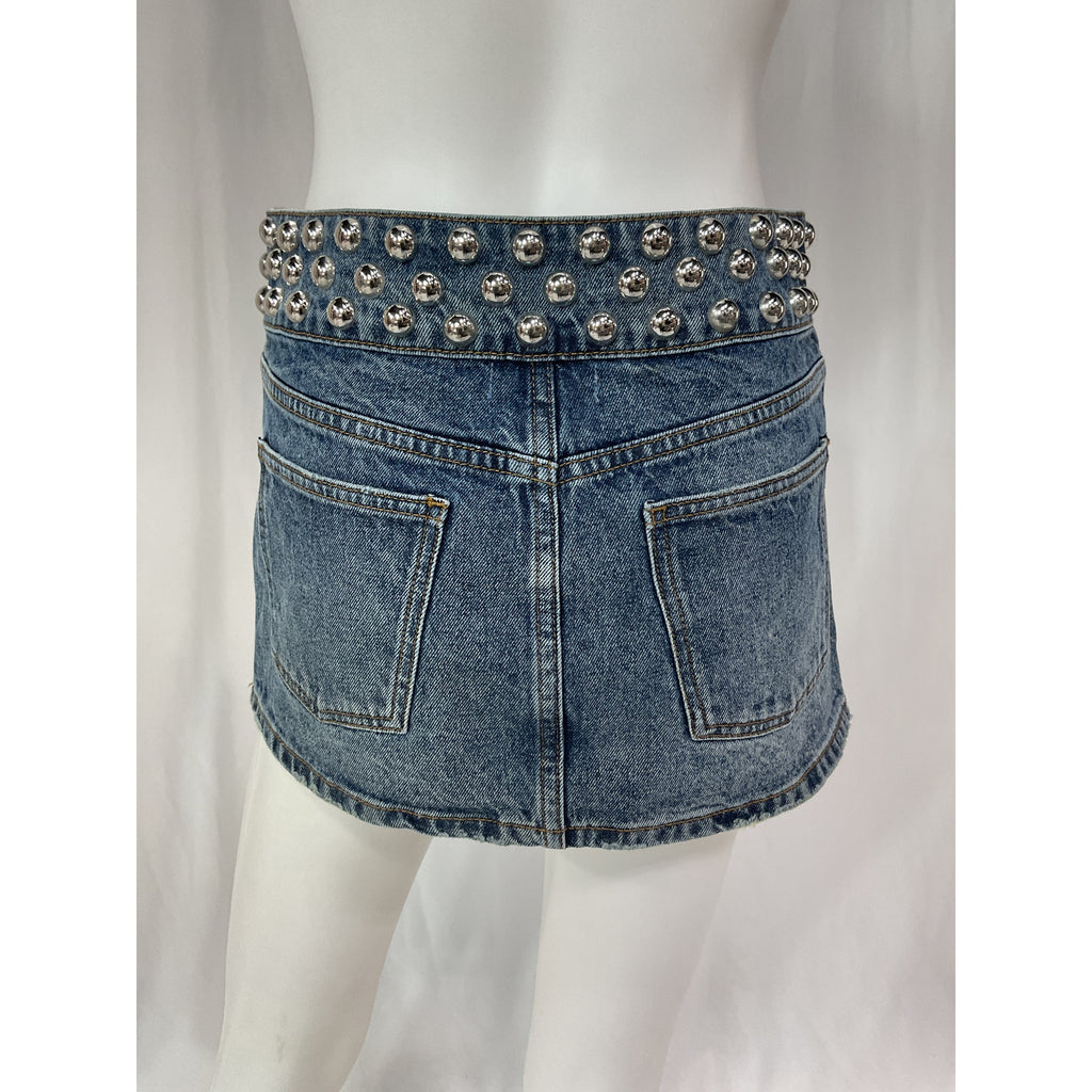 Grlfrnd 'Adela' Blue Low Rise Mini Skirt Size 24