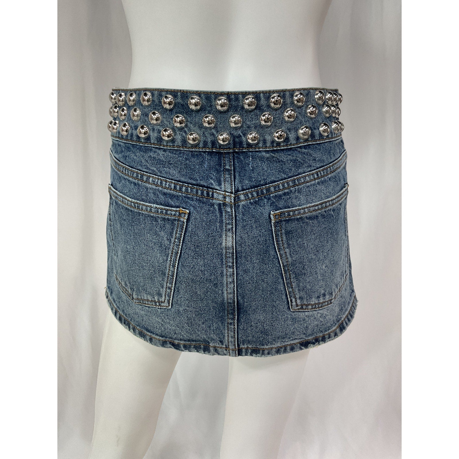 Grlfrnd 'Adela' Blue Low Rise Mini Skirt Size 24