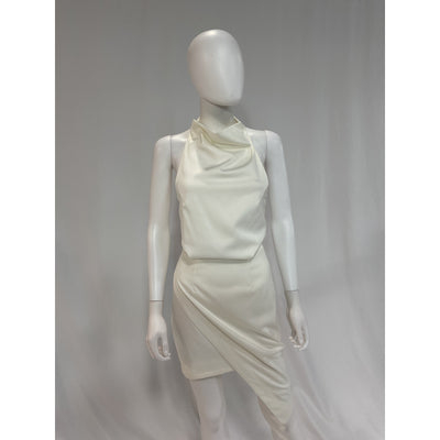 Elliatt 'Camo' White Satin Mockneck Asymmetric Dress Size XS
