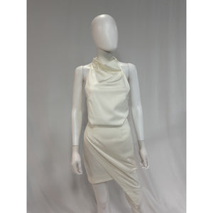 Elliatt 'Camo' White Satin Mockneck Asymmetric Dress Size XS