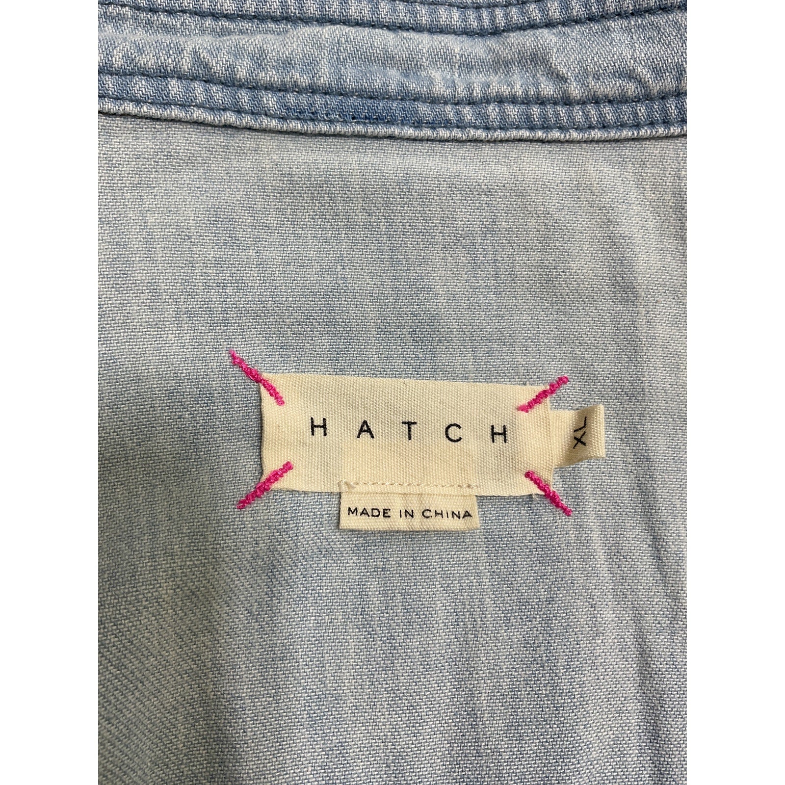 Hatch The Denim 'Maternity' Blue Cotton Shirt Size XL