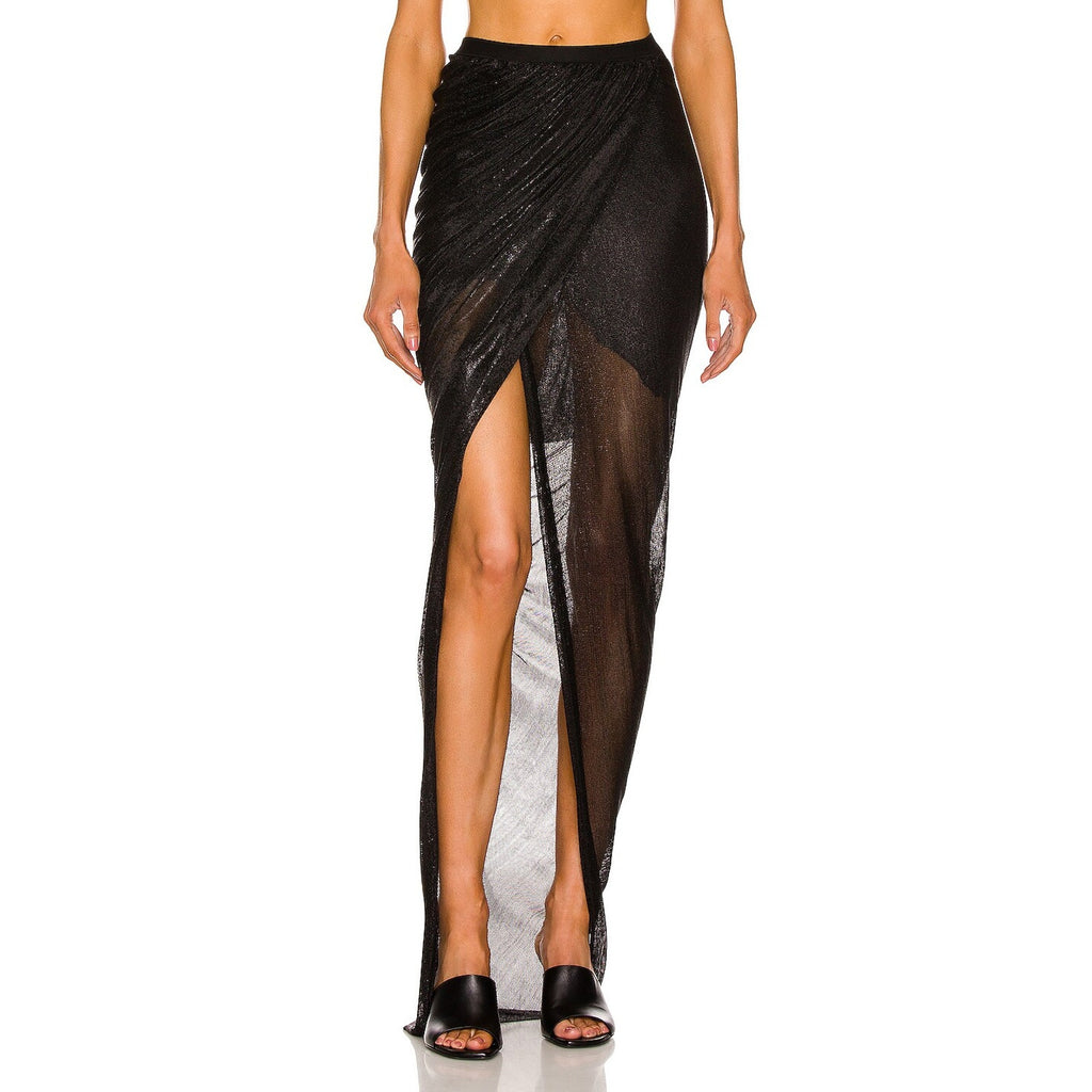 Rick Owens Long 'Vered' Black Viscose Skirt Size 44 - NWT
