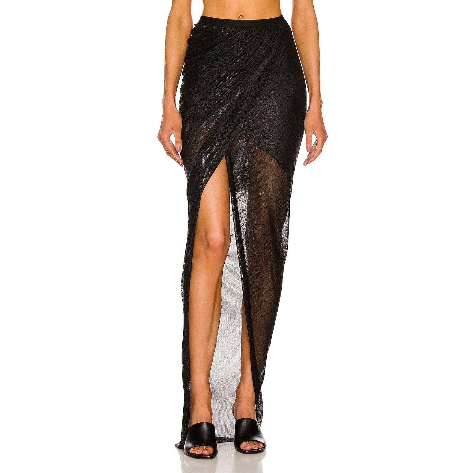 Rick Owens Long 'Vered' Black Viscose Skirt Size 44 - NWT