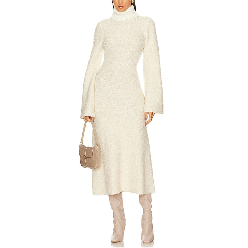 Grlfrnd 'Maeko Boucle' White Turtleneck Dress Size M - NWT