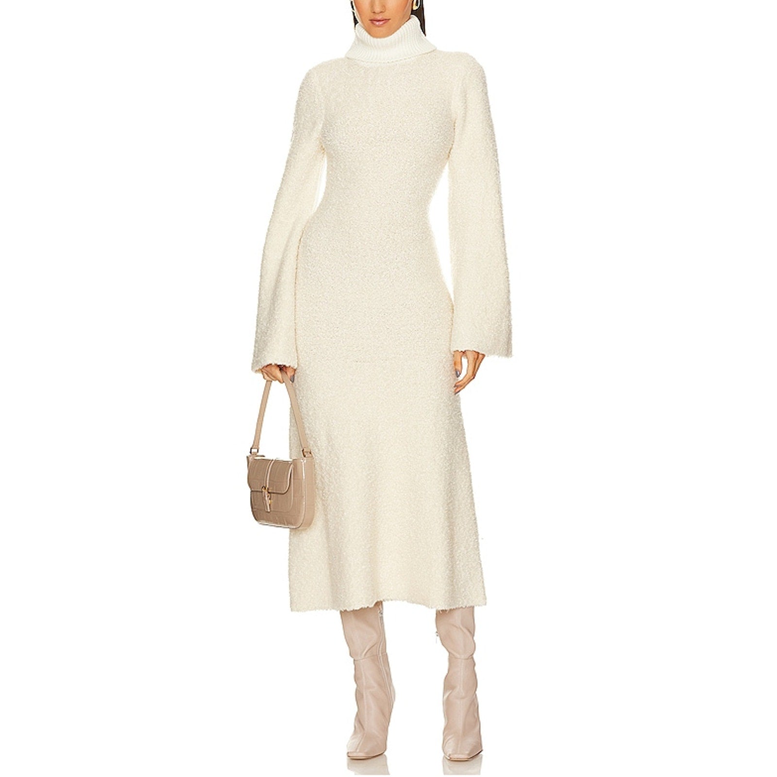 Grlfrnd 'Maeko Boucle' White Turtleneck Dress Size M - NWT