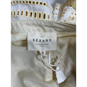 Sézane 'Lou' White Gathered Sleeves Dress Size 14