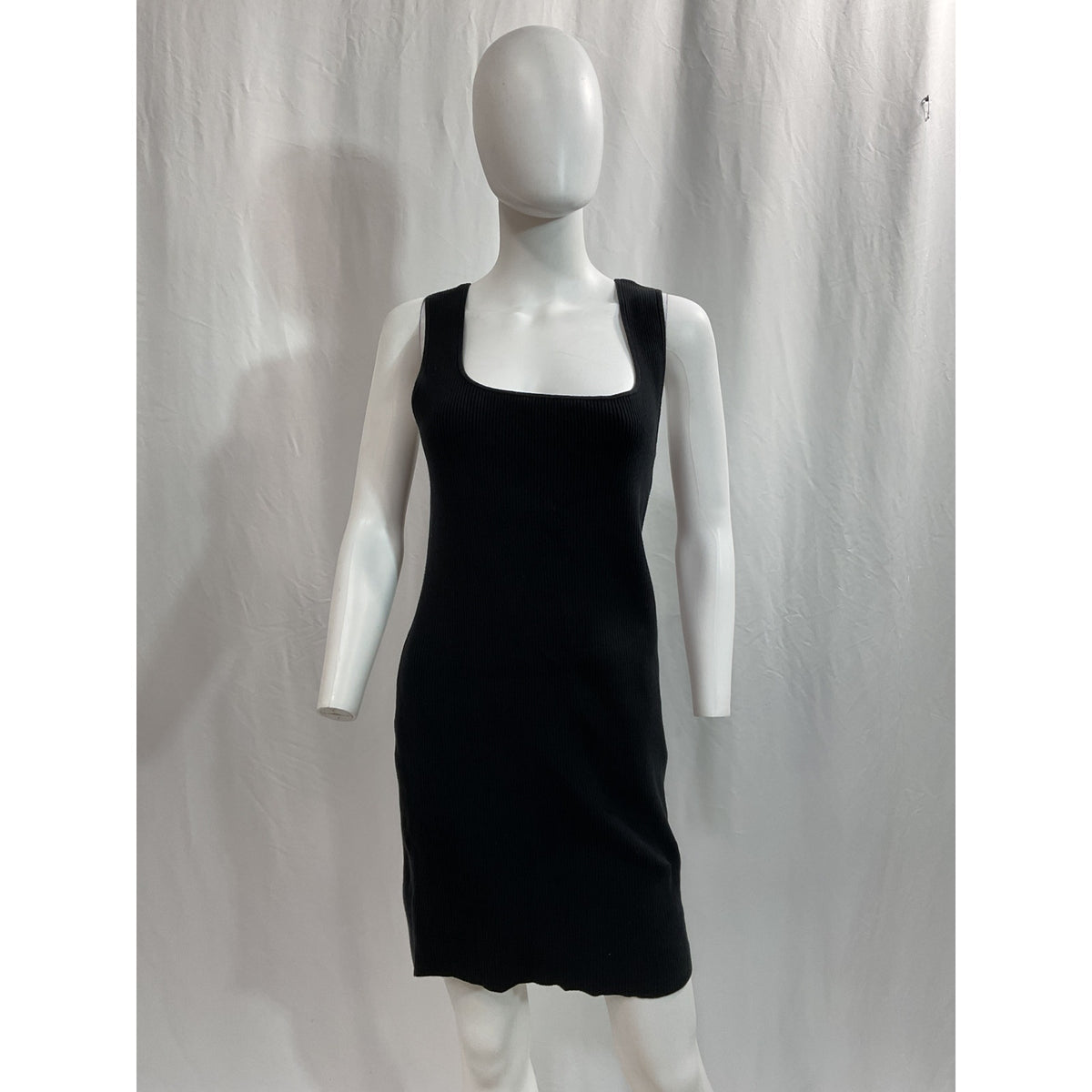 Reformation 'Marcel' Black Cotton Ribbed Mini Dress Size XL
