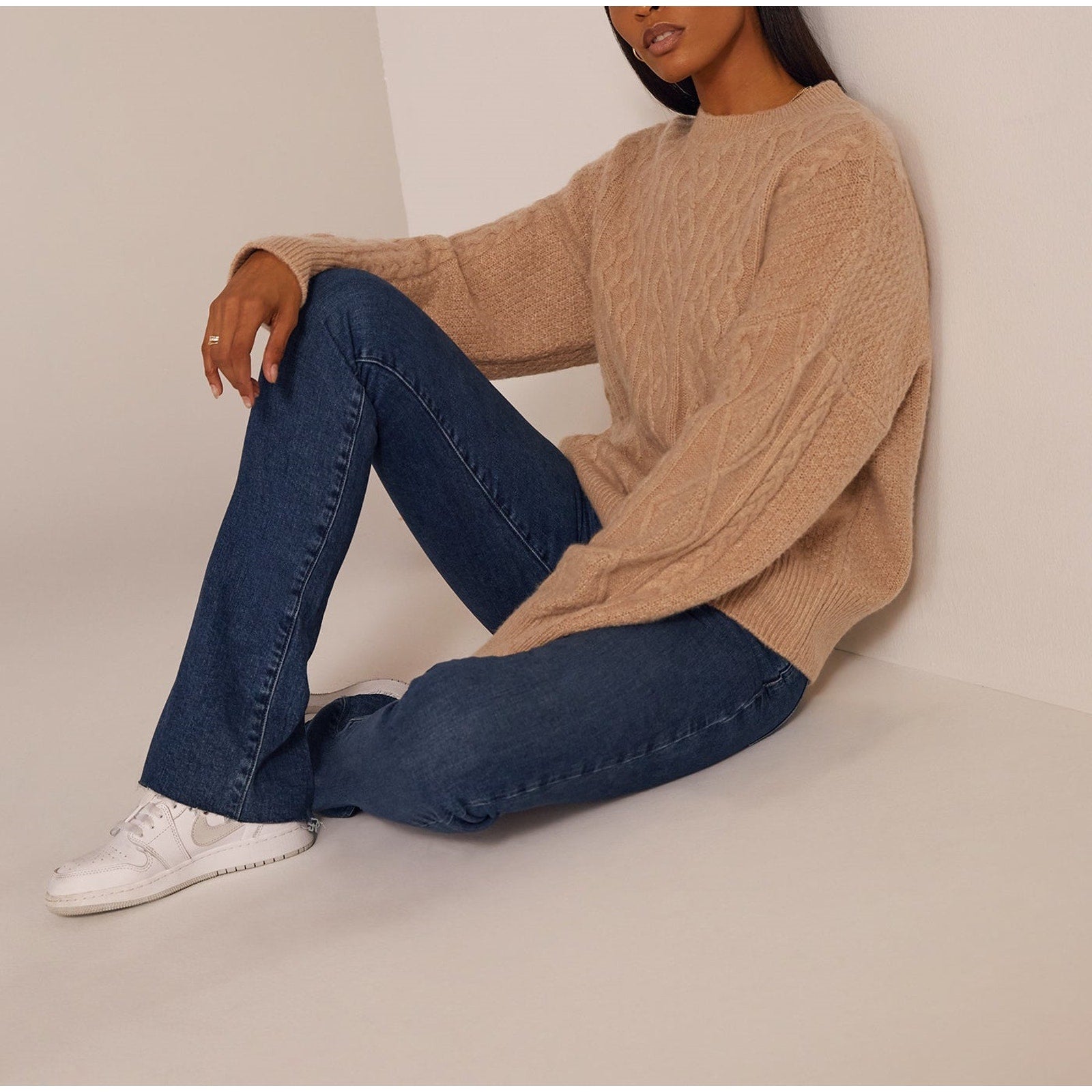 Favorite Daughter The Oversized Tan Wool Cable Sweater Size S / 1