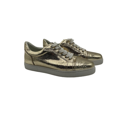 Christian Louboutin 'Vieira' Gold Leather Flat Shoes Size 9