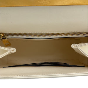 Valentino Elegant Ivory One Stud Top Handle Leather Bag