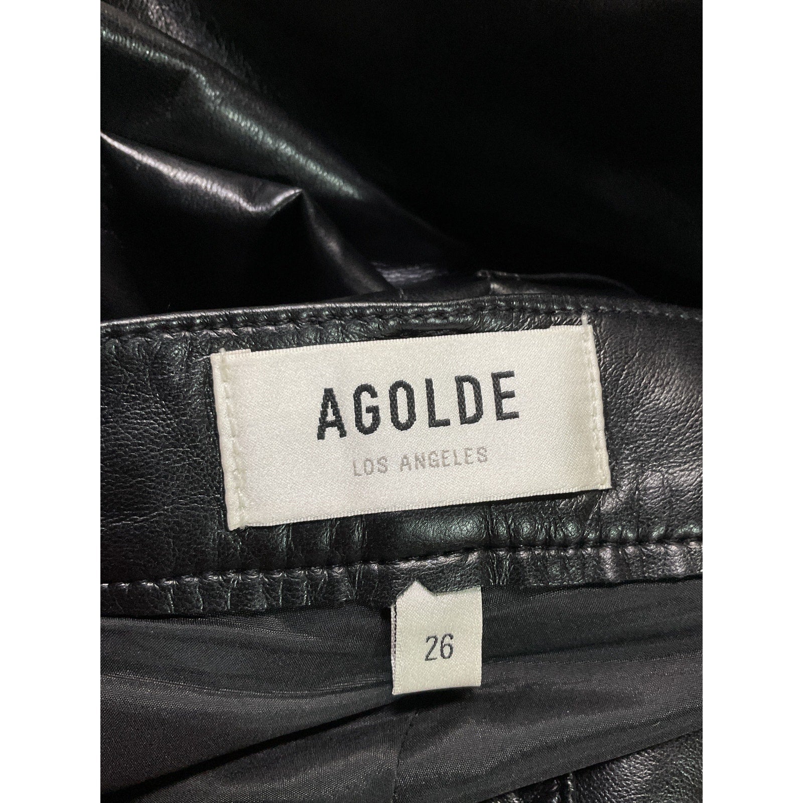 Agolde 'Recycled' Black Faux Leather Riley Long Pants Size 26