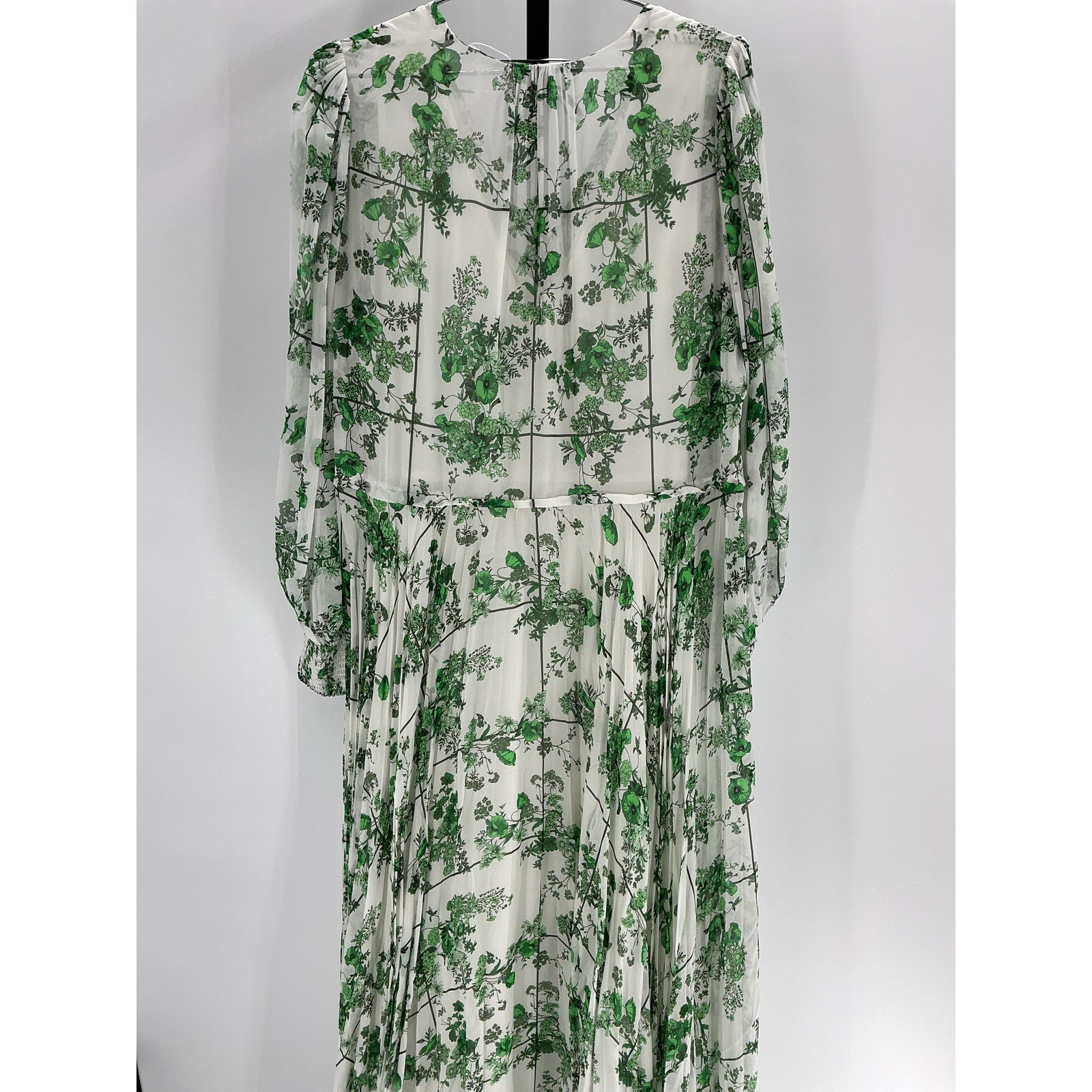 Rebecca Taylor 'Conservatory' Green Viscose Fleur Tie Front Pleated Dress Size XL