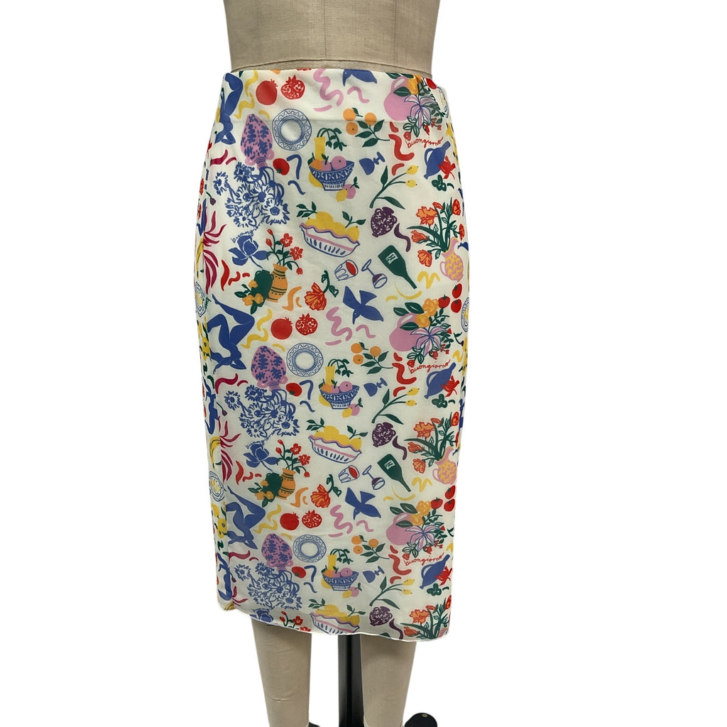 Lpa 'Giada' White Polyester Midi Skirt Size M