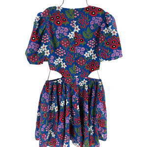 Amur Vibrant Blue Multi Floral Katy Cutout Dress Size 2