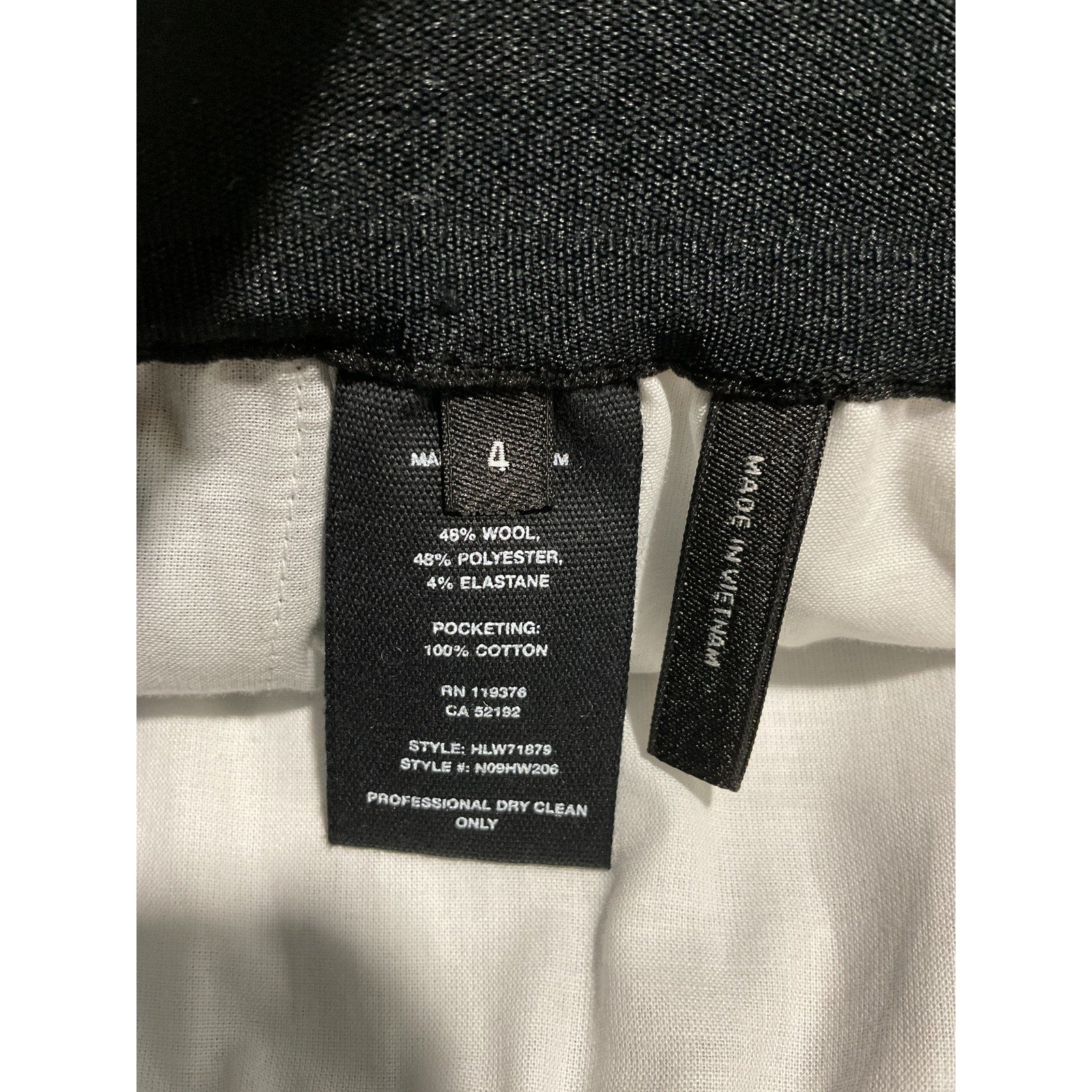 Helmut Lang Black Polyester Pull On Suit Pant Size 4