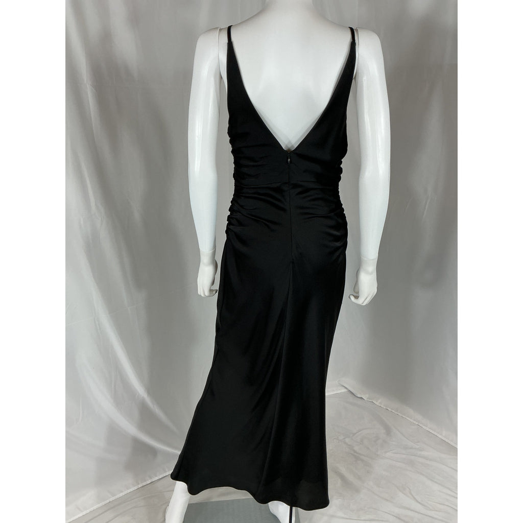Shona Joy 'Luxe' Black High Neck Ruched Midi Dress Size 6
