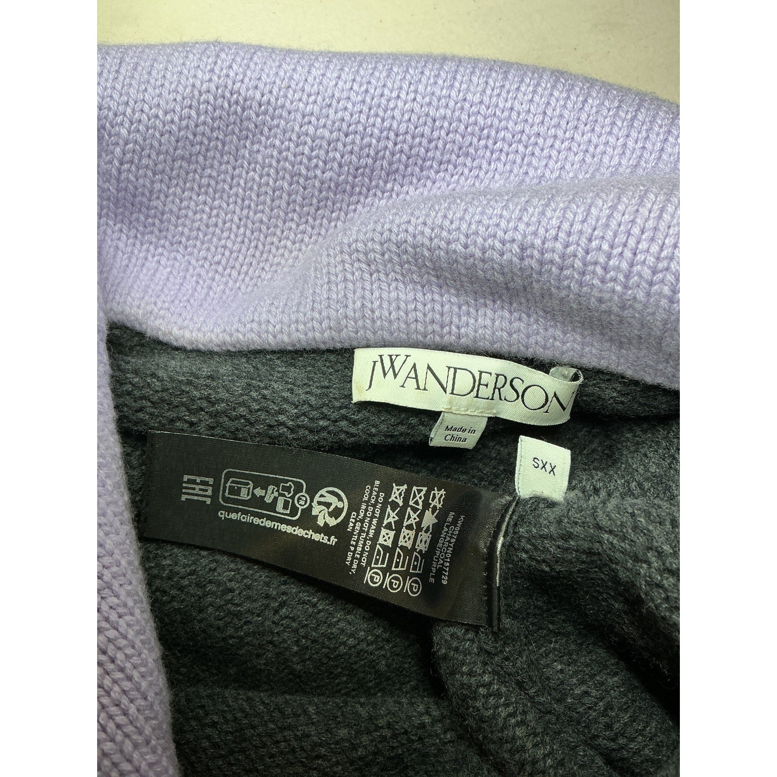 Jw Anderson Cropped Grey Wool Two-Tone Wool And Cashmere-Blend Sweater Size XXS