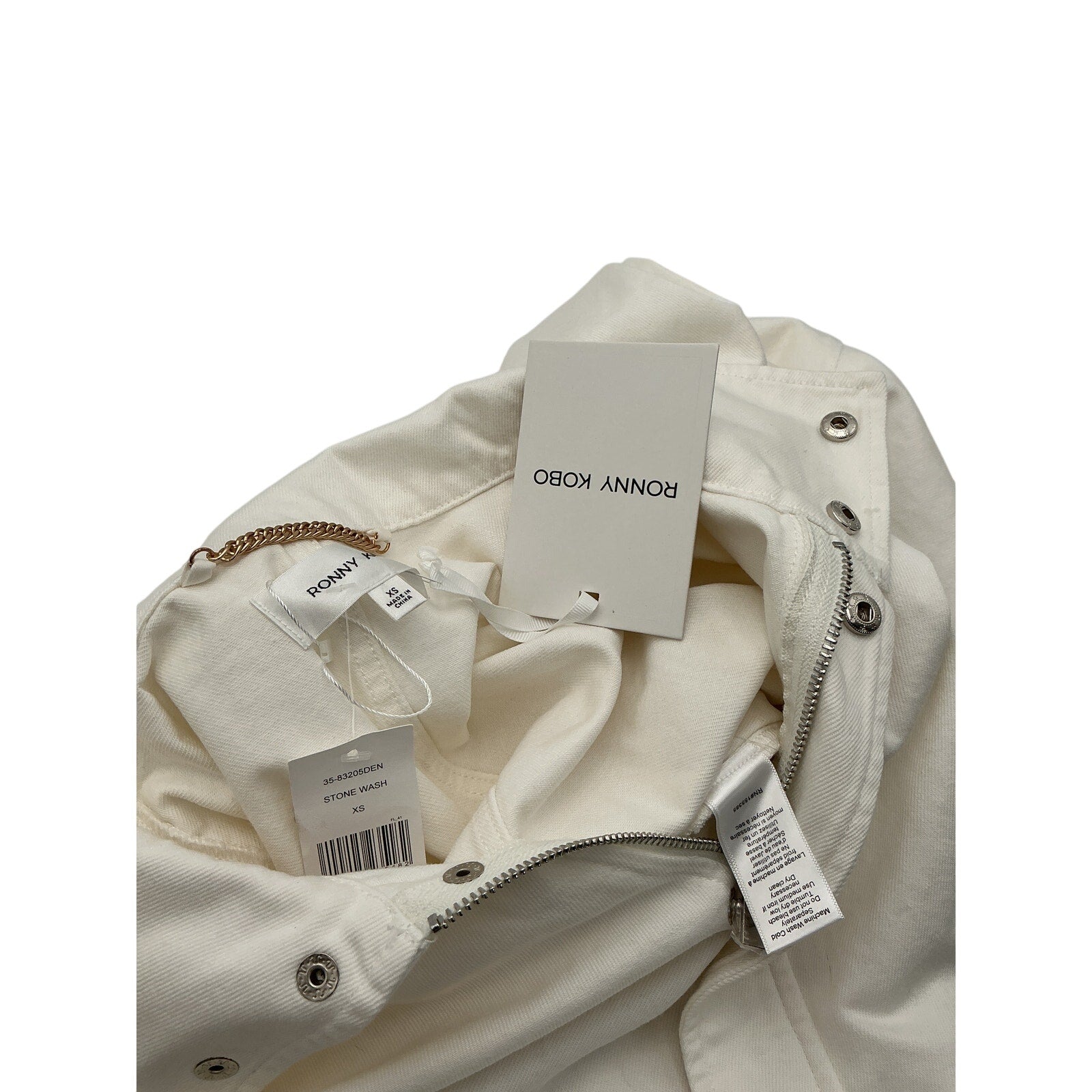Ronny Kobo 'Andy' White Cotton Denim Mini Dress Size XS