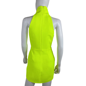 Alex Perry Sleek Neon Yellow Colton Mini Dress Size US 4 / UK 8