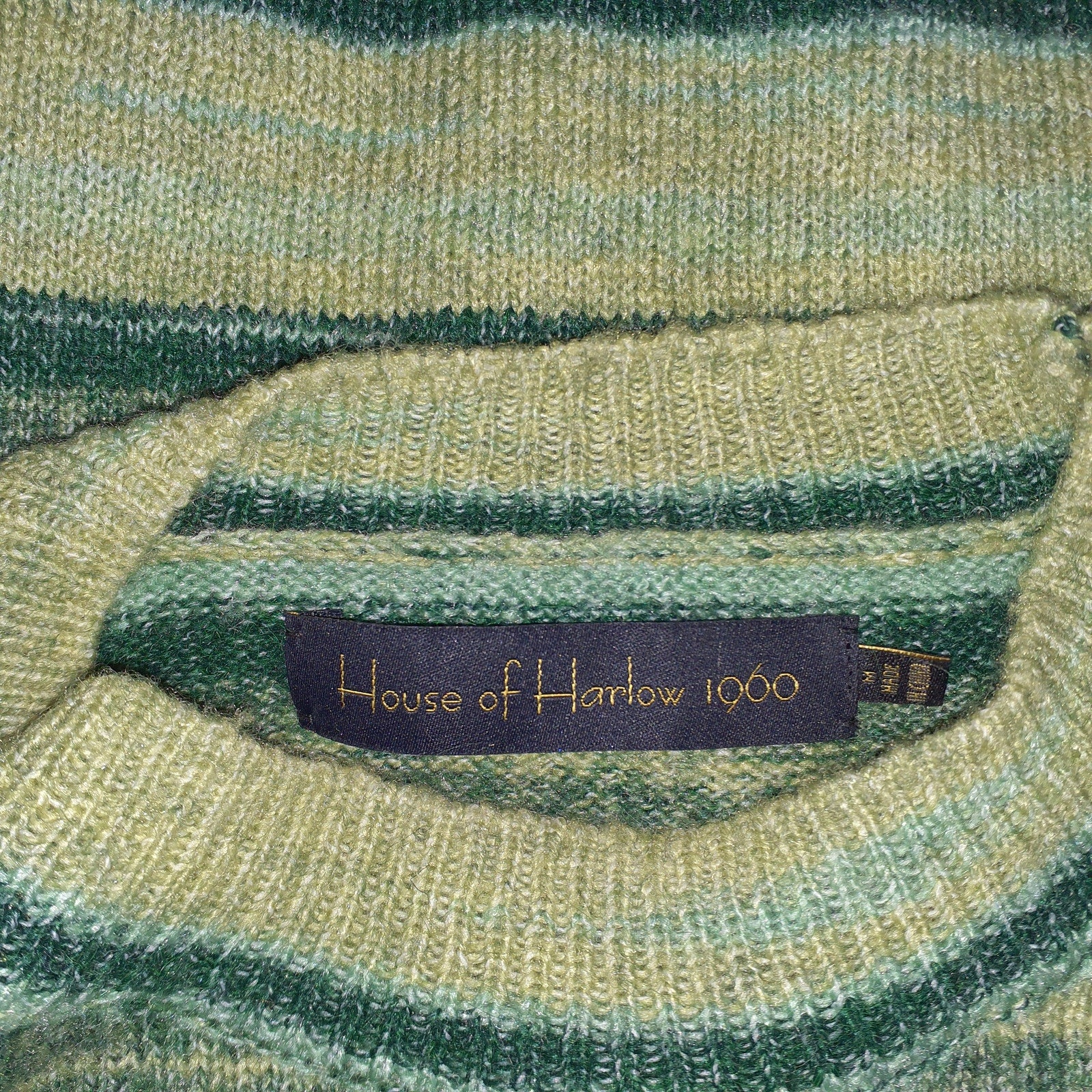 House Of Harlow 1960 'Kinley' Green Stripe Cropped Pullover Size M