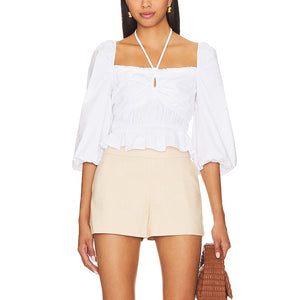 Bailey 44 Smocked Oat Milk Shani Blouse Size L NWT