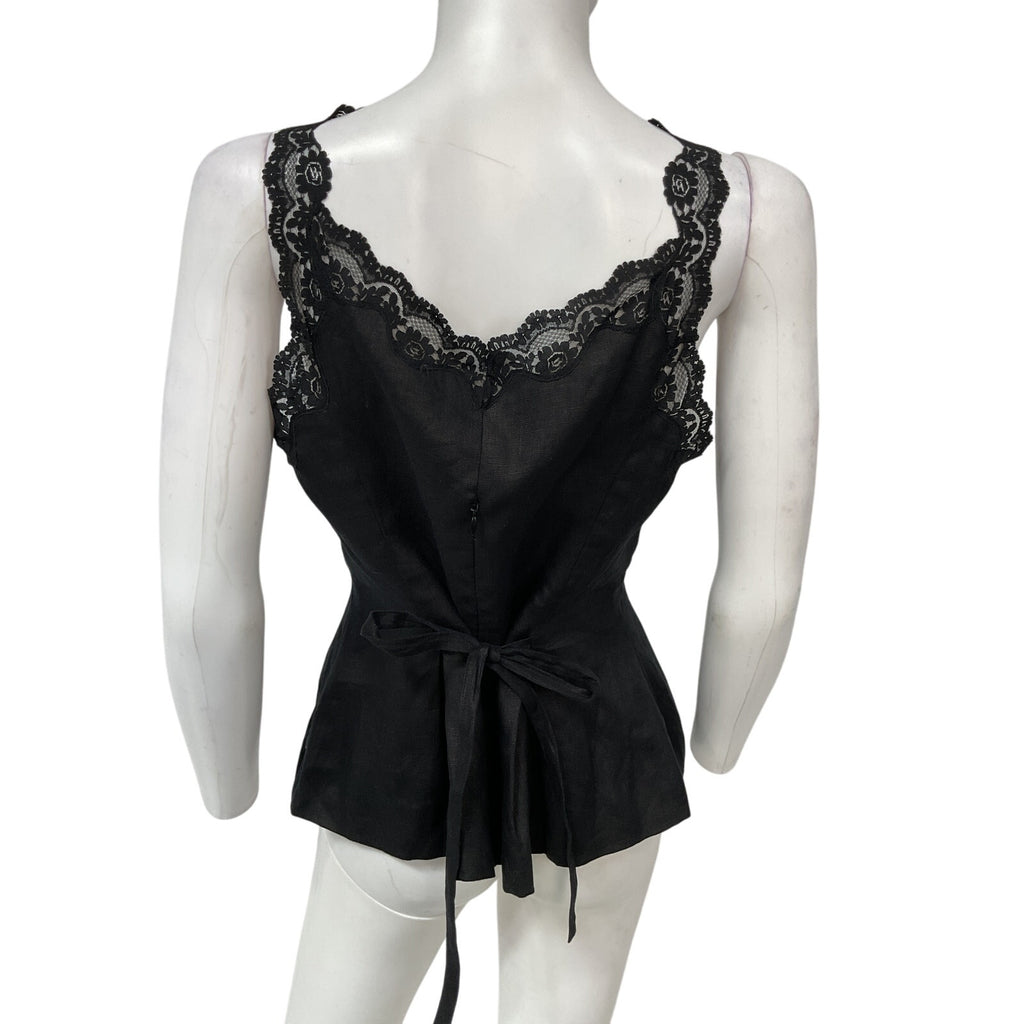 Reformation 'Josefina' Black Linen Top Size 8