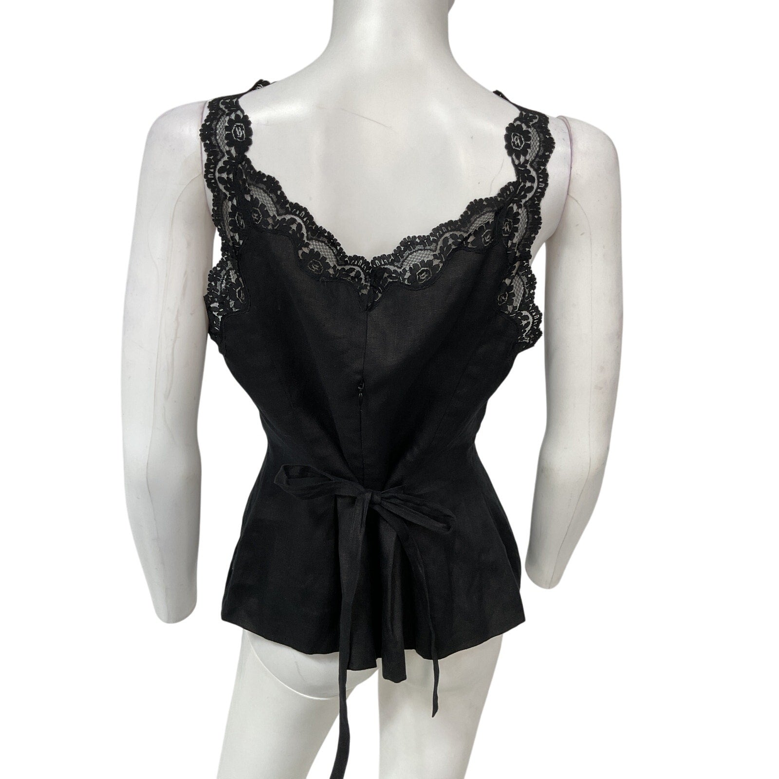 Reformation 'Josefina' Black Linen Top Size 8