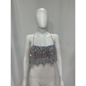 Majorelle 'Mallory' Silver Embellished Beaded Crop Top Size S - NWT