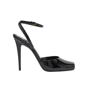 Saint Laurent Sleek Black La Scandale Sandal Heels Size 6.5 b