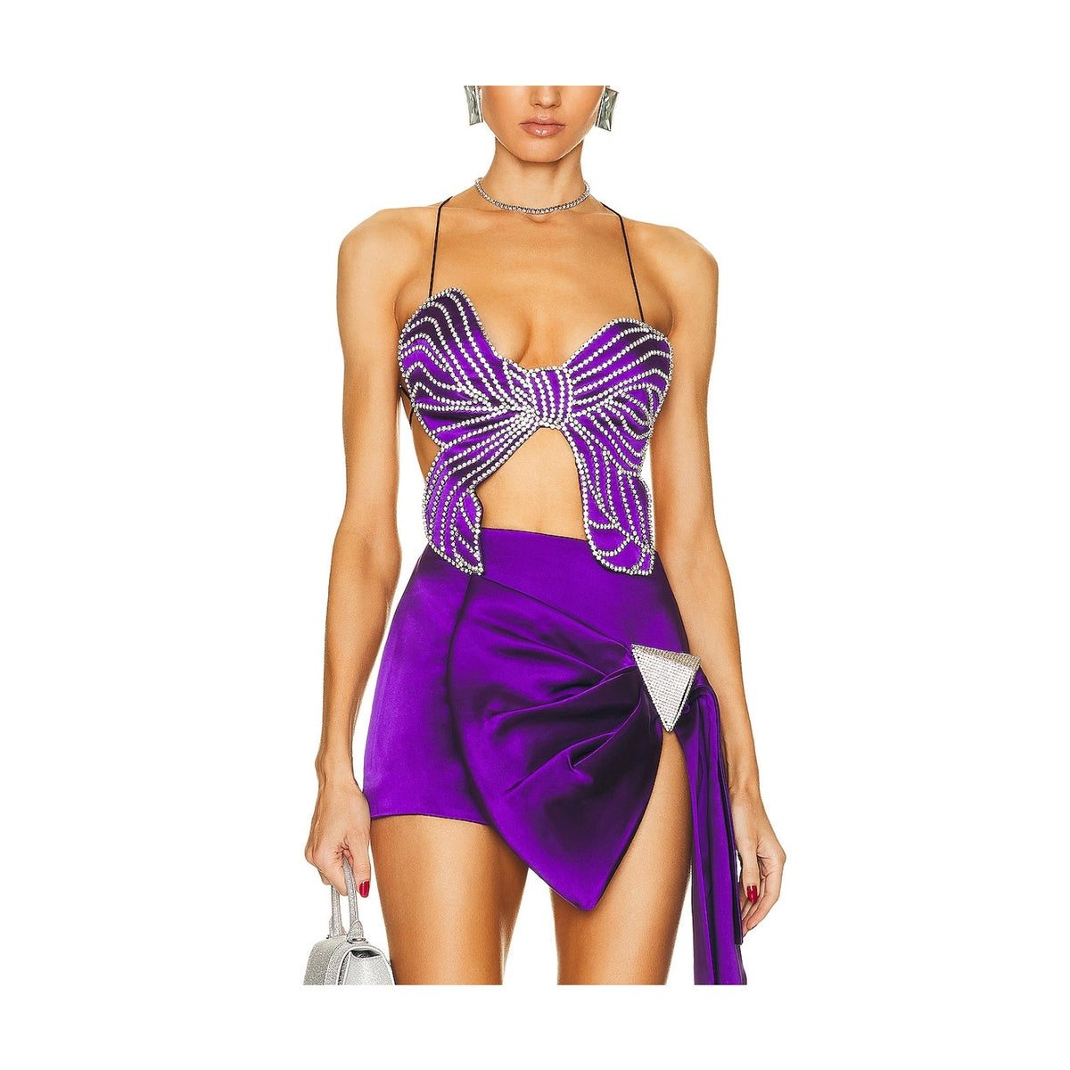 Area Crystal Purple Acetate Bow Top Size XS