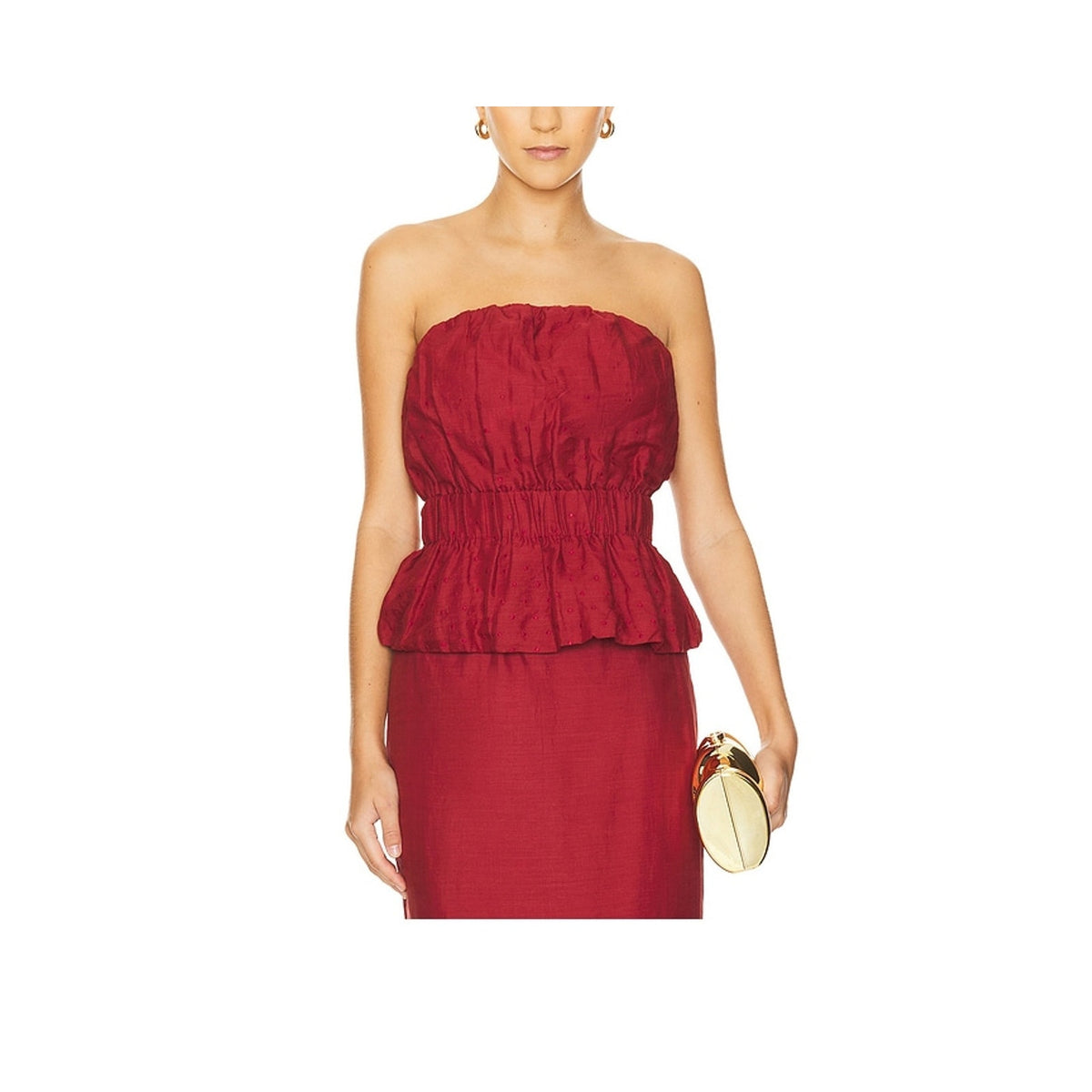 Posse 'Aurelia' Red Ramie Strapless Top Size S