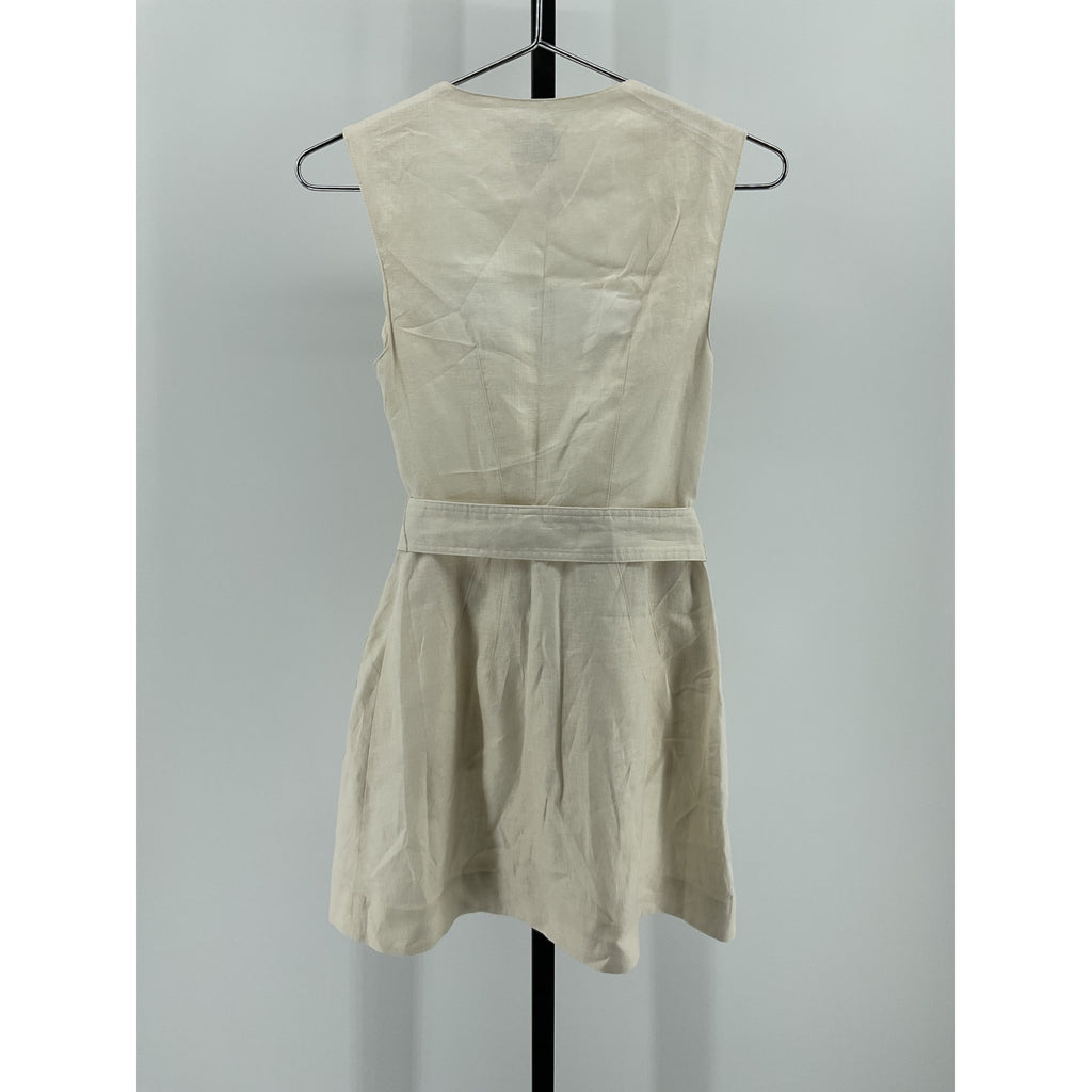 Matthew Bruch 'Apron' White Linen Cargo Mini Dress Size 1