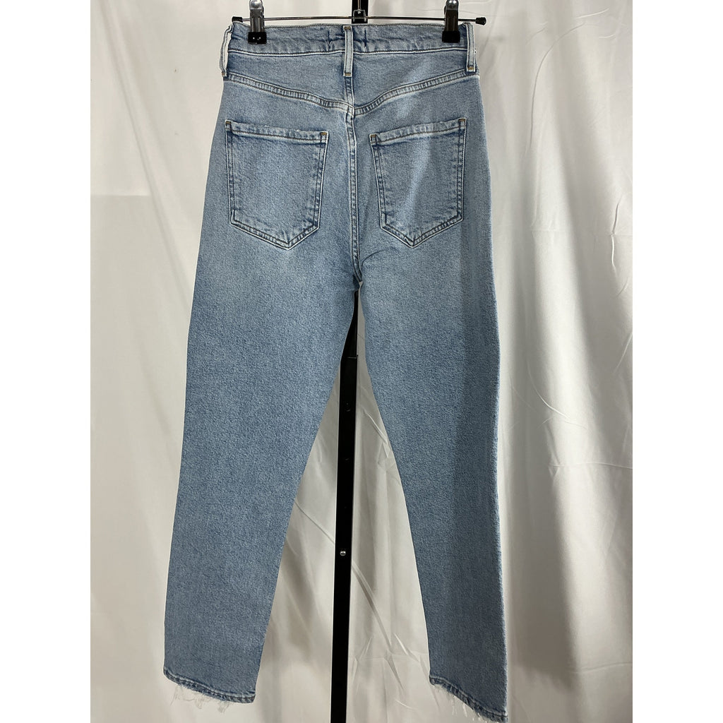Agolde 'Riley' Blue Cotton High Rise Straight Crop Jean Size 24