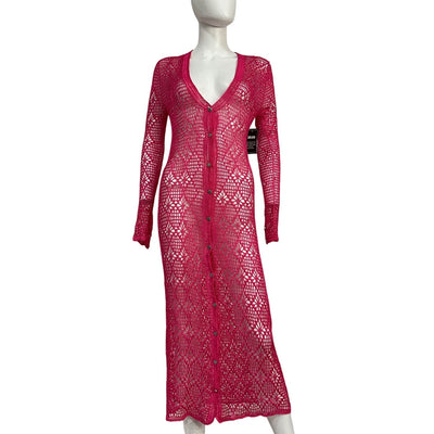 Ser.O.Ya Crochet Fuchsia Allison Cardigan Size XS / S NWT