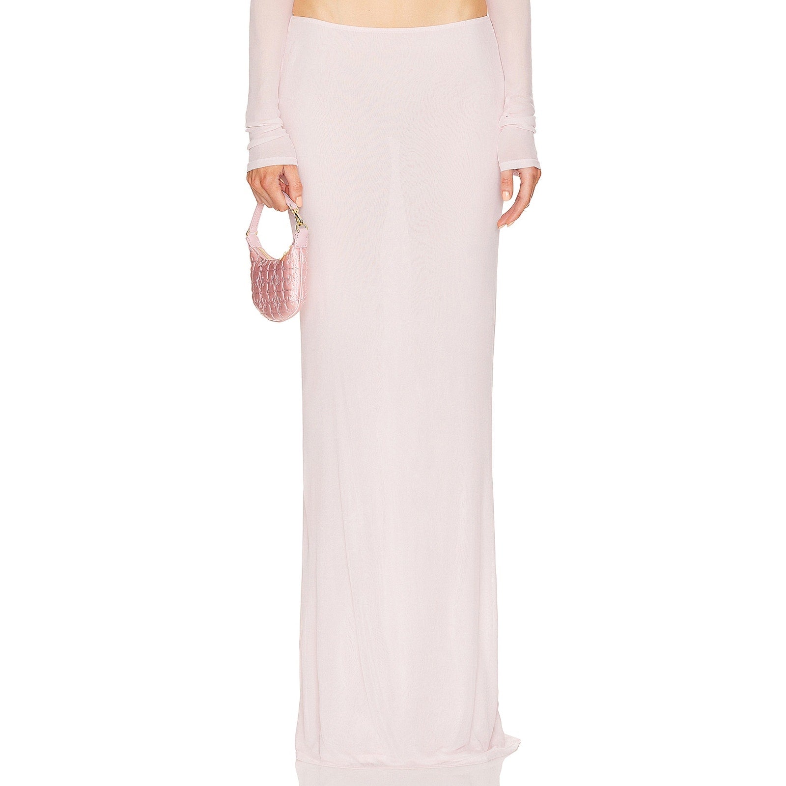 Helsa Sheer Knit Pink Viscose Layered Maxi Skirt Size XS
