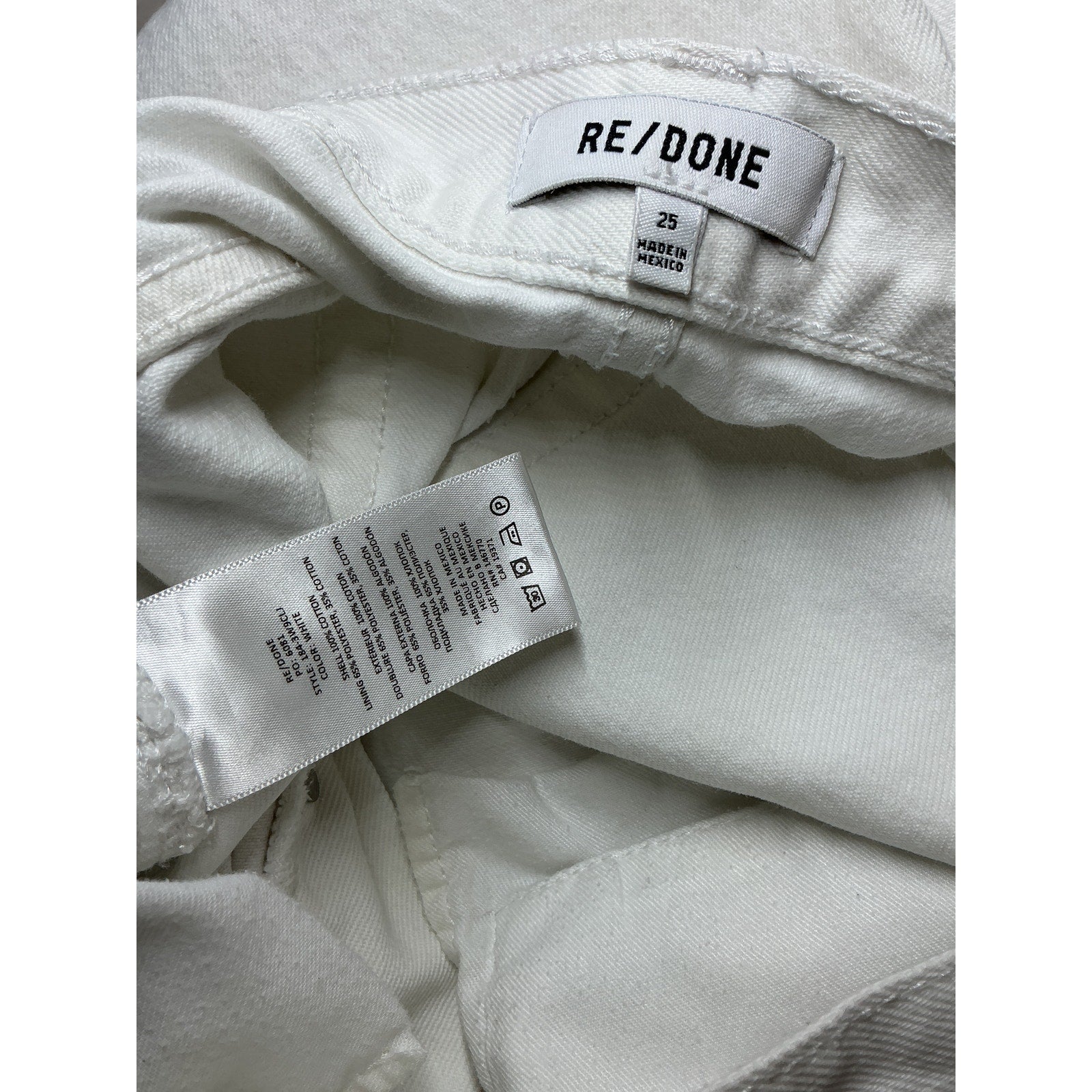 Re/Done '90S' White Cotton Low Slung Jeans Size 25