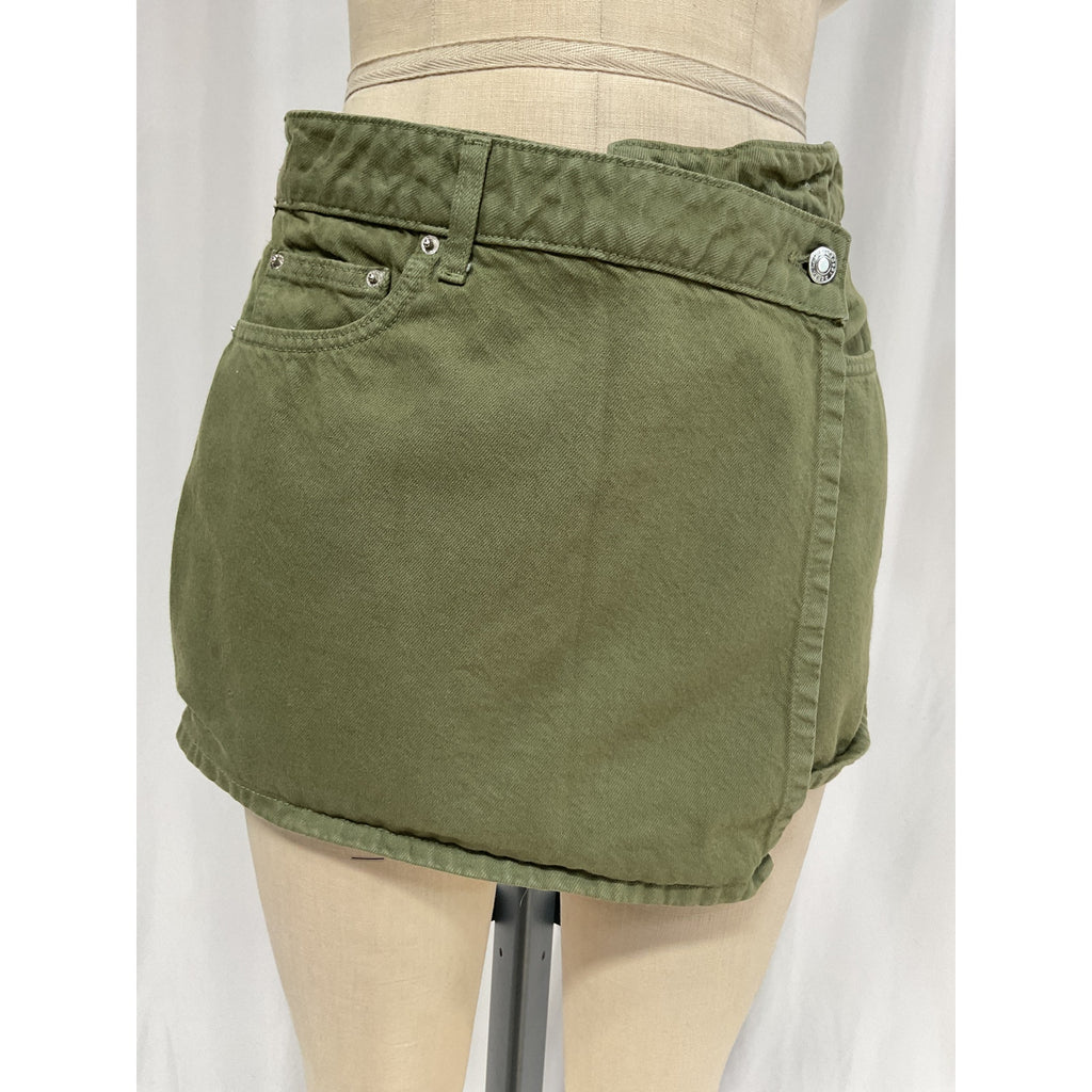 Derek Lam 'Winnie' Green Cotton Asymmetrical Skort Size 28