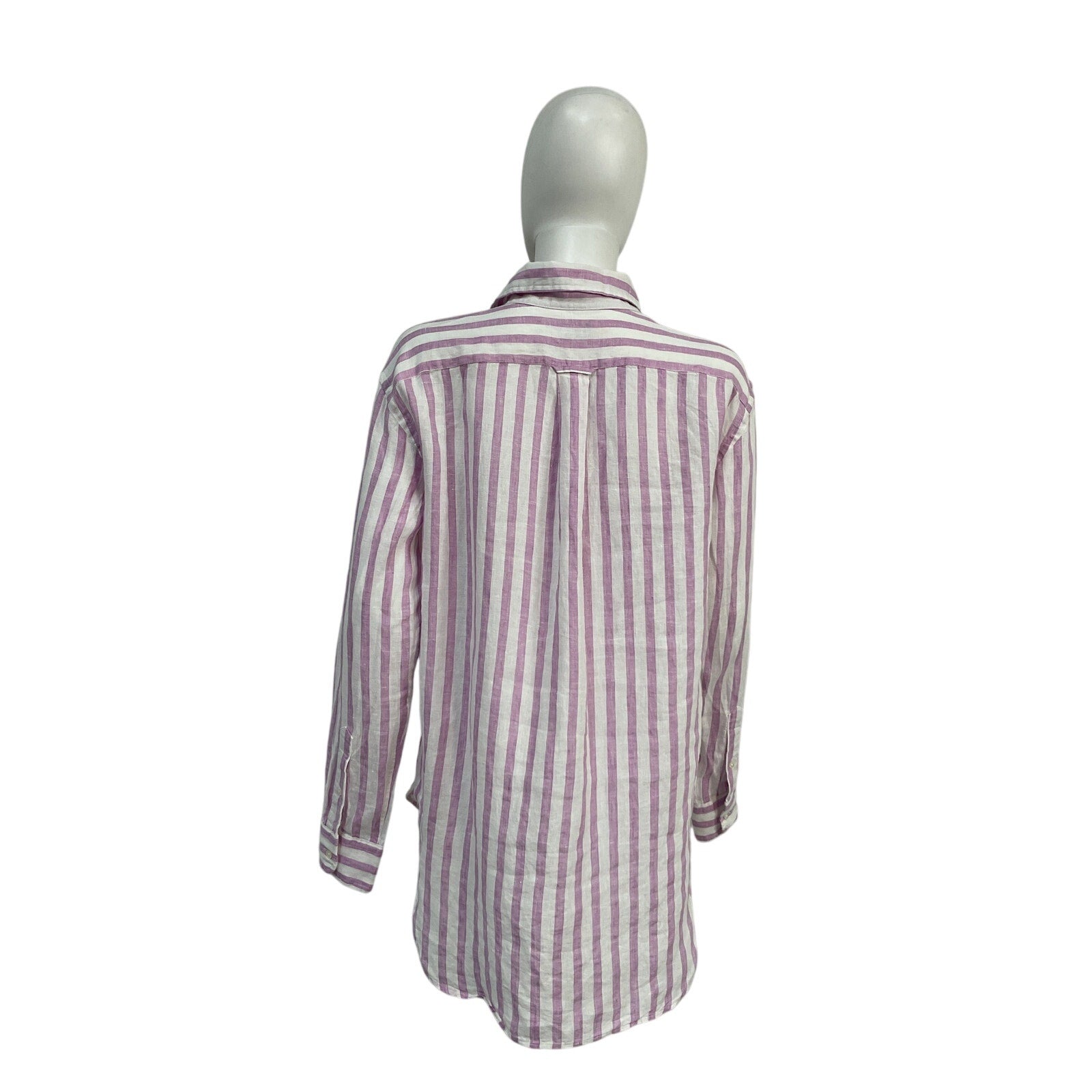Ralph Lauren Oversize Pink Linen Fit Striped Shirt Size XS