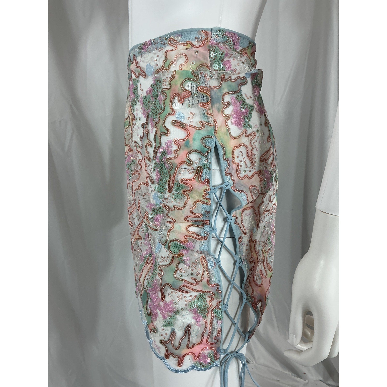 For Love & Lemons 'Monique' Blue Mini Skirt Size S