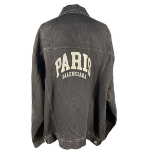 Balenciaga Oversized Black Paris Logo Denim Jacket Size M
