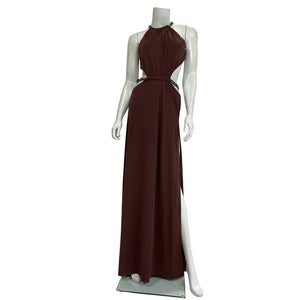 Revolve Embellished Chocolate Brown Moon Maxi Dress Size M NWT