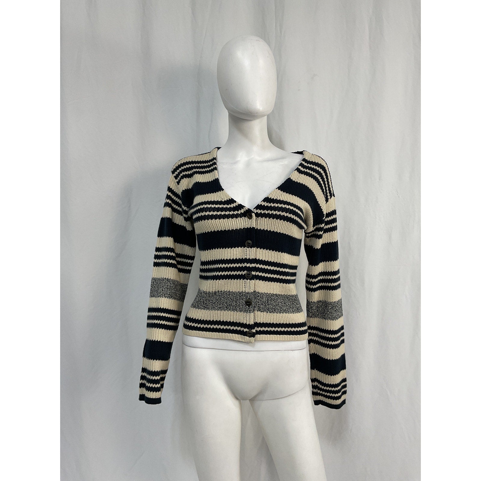 Rag & Bone 'Cyrus' Black Cotton Stripe Cardigan Size XS