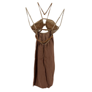 Nensi Dojaka Draped Tan Double Bra Mini Dress Size XXS
