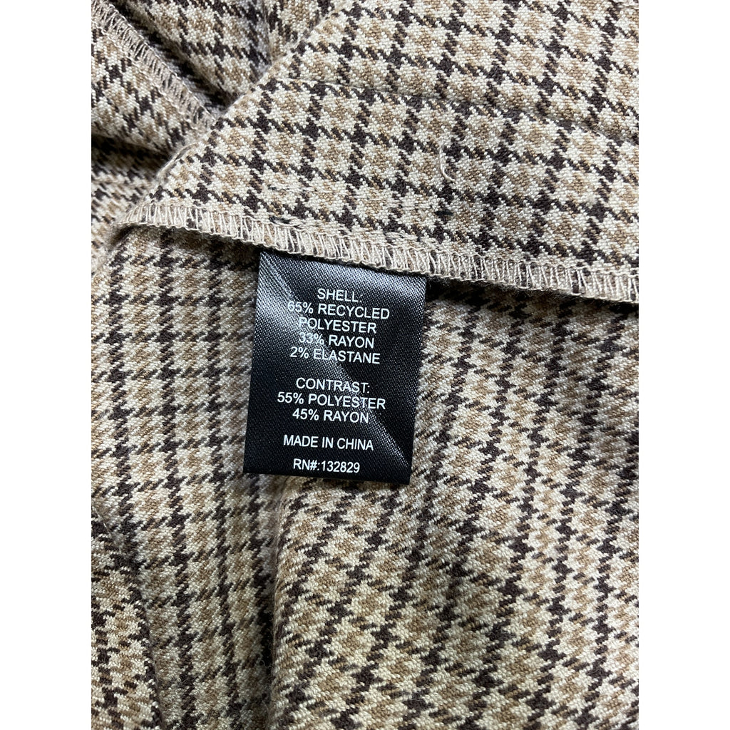 Helsa 'Plaid' Brown Polyester Mini Suit Dress Size S